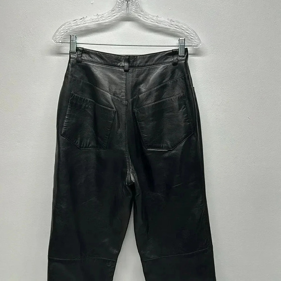St John Sport Genuine Leather Straight Leg Trouser Pants Pant Black Women Size 6 - Picture 10 of 14